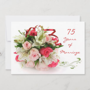 75th Wedding Anniversary.  Roses and lilies Invitation