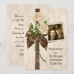 75th Wedding Anniversary Roses Invitation