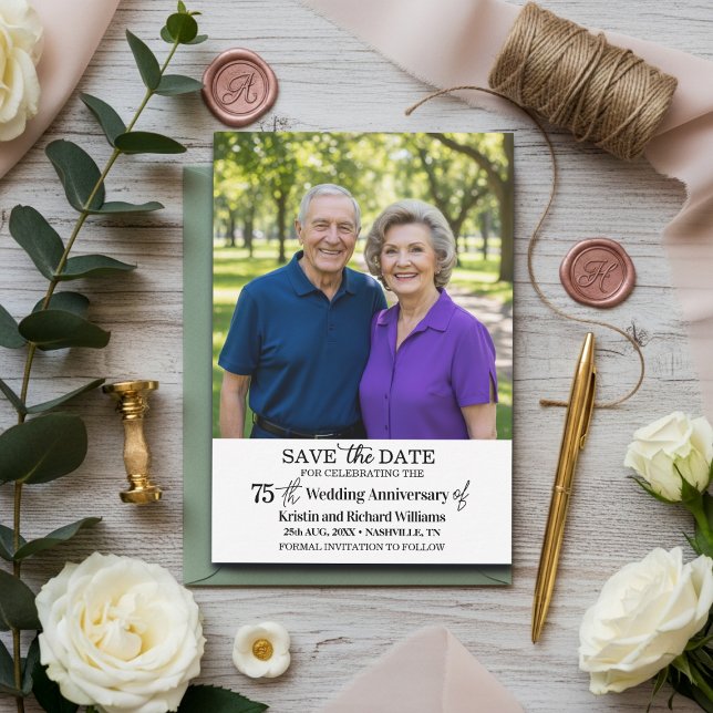 75th Wedding Anniversary Save the Date Photo Card (Creator Uploaded)