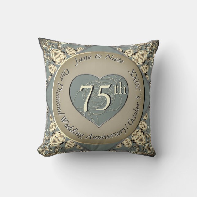 75th Wedding Diamond Anniversary  Cushion (Front)