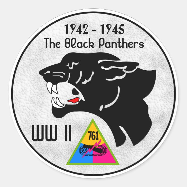 761st TANK BATTALION, BLACK PANTHERS, WW II Classic Round Sticker (Front)