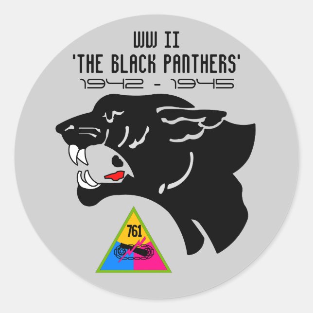 761st TANK BATTALION, BLACK PANTHERS, WW II Classic Round Sticker (Front)
