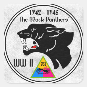 761st TANK BATTALION, BLACK PANTHERS, WW II Square Sticker