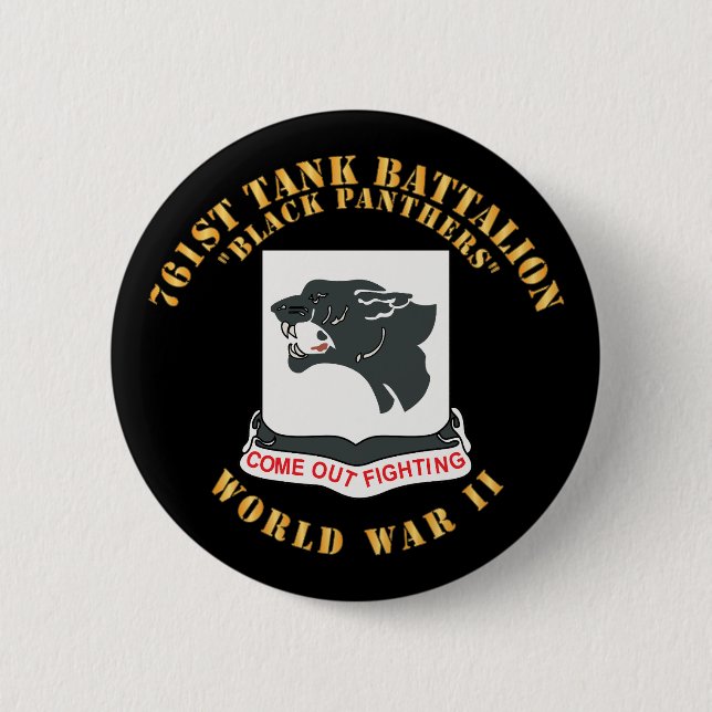 761st Tank Battalion - Black Panthers - WWII 6 Cm Round Badge (Front)