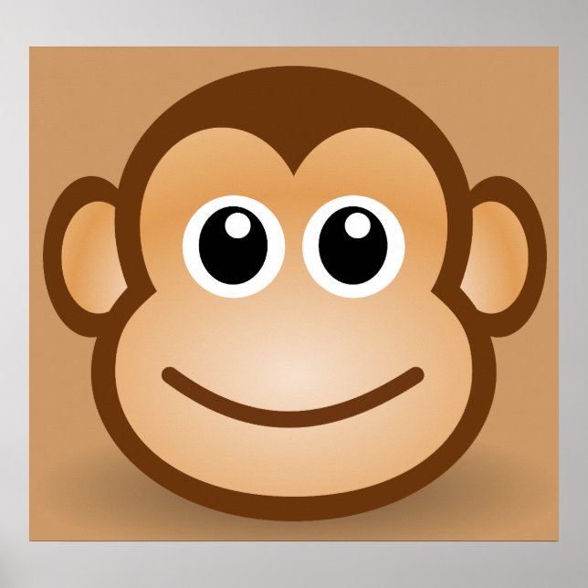 76-Free-Cute-Cartoon-Monkey-Clipart-Illustration Poster (Front)