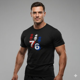 ​76 Patriotic American Skulls Vintage 1776 T-Shirt
