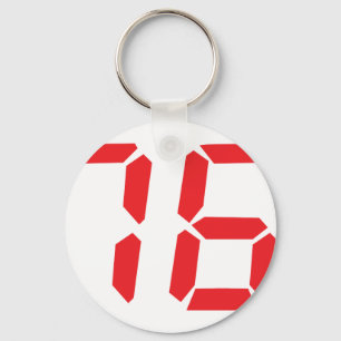 76 seventy-six red alarm clock digital number key ring