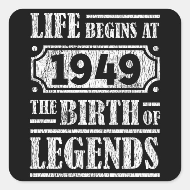 76 Year Old 1949 Birth Of Legend 76th Birthday Square Sticker (Front)