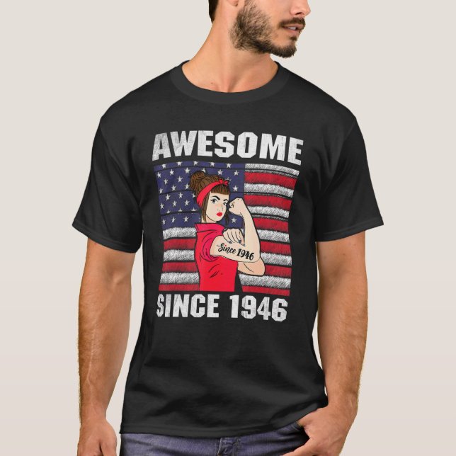 76 Year Old Awesome Since 1946 76th Birthday Women T-Shirt (Front)