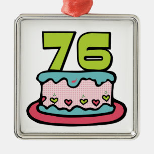 76 Year Old Birthday Cake Metal Tree Decoration