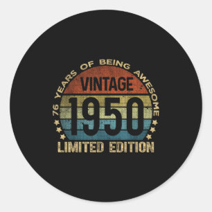76 Year Old Vintage 1950 Limited Edition 76th Birt Classic Round Sticker