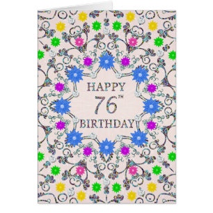 76th Birthday Abstract Flowers