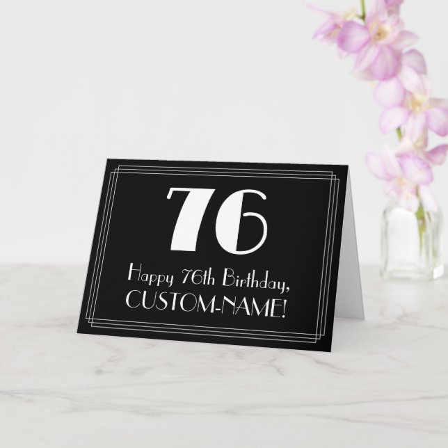 76th Birthday ~ Art Deco Inspired Look "76", Name Card (Orchid)