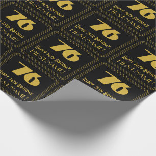 76th Birthday – Art Deco Inspired Look "76" & Name Wrapping Paper