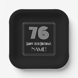 76th Birthday — Art Deco Inspired Look “76” Paper Plate