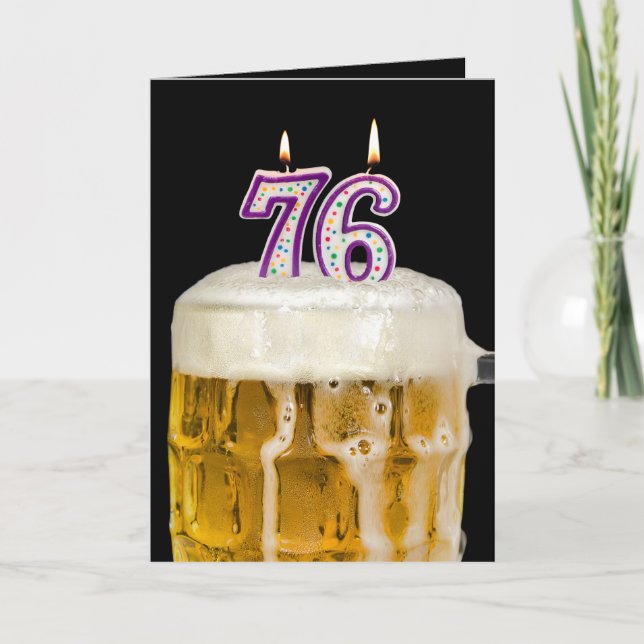 76th Birthday Beer on black Card (Front)
