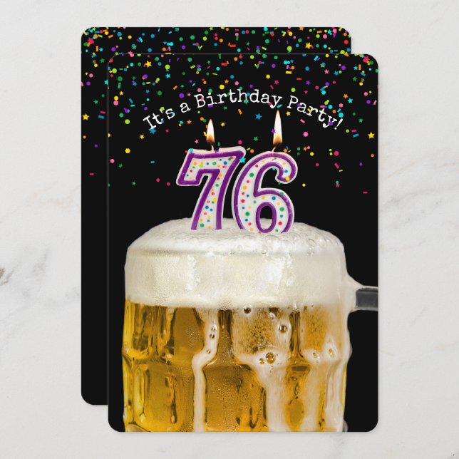 76th Birthday Beer Party Invitation (Front/Back)