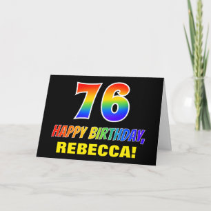 76th Birthday: Bold, Fun, Simple, Rainbow 76 Card