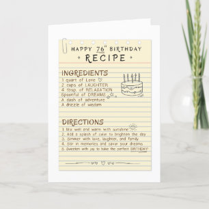 76th Birthday Card for Mum or Dad