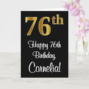 76th Birthday ~ Elegant Luxurious Faux Gold Look # Card