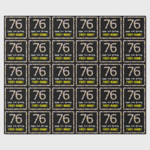 76th Birthday: Floral Flowers Number, Custom Name Wrapping Paper