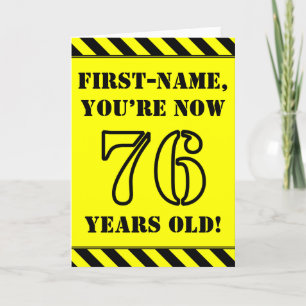 76th Birthday: Fun Stencil Style Text, Custom Name Card