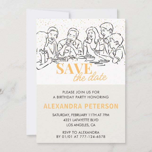 76th birthday invitations Save the date Dinner (Front)