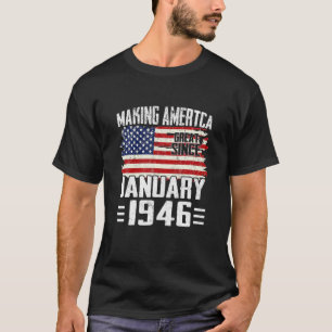 76Th Birthday January 1946 American Flag 76 Years T-Shirt
