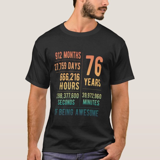 76th Birthday Men Women Funny 76 Years Old T-Shirt (Front)