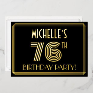76th Birthday Party — Art Deco Style “76” + Name