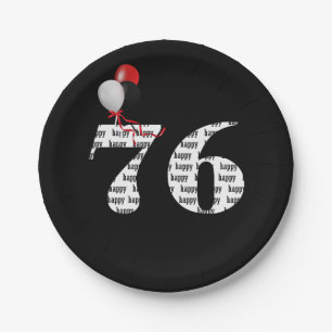 76th birthday party balloons paper plate