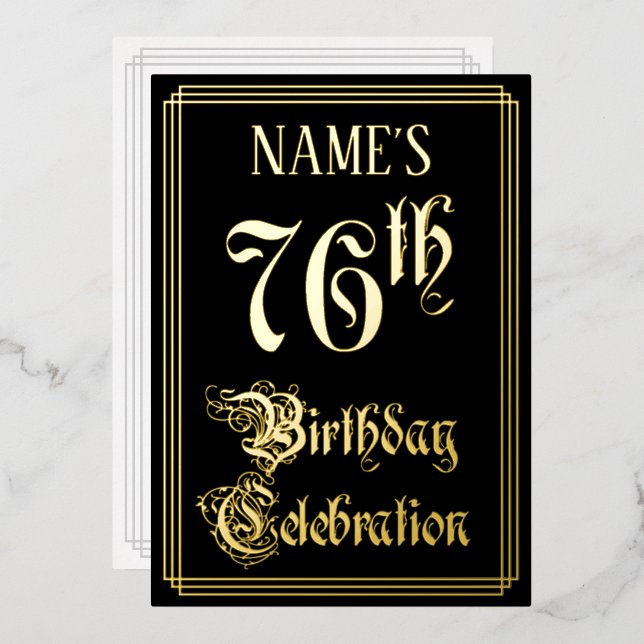 76th Birthday Party — Fancy Script & Custom Name (Front/Back)