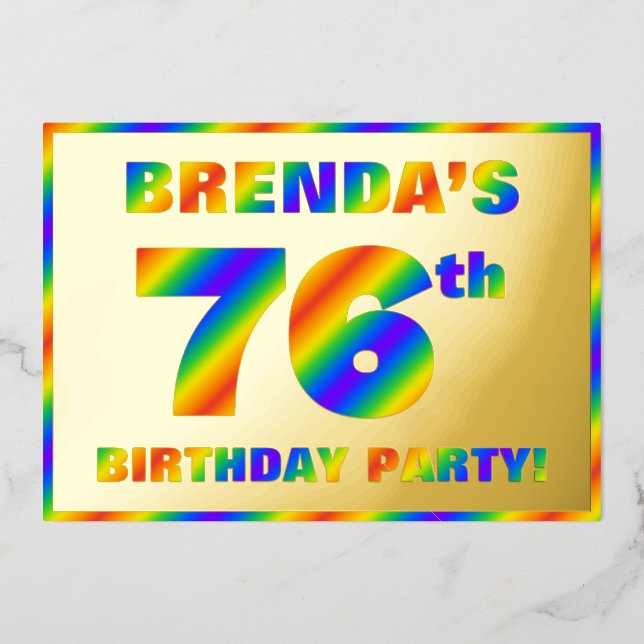 76th Birthday Party — Fun, Rainbow Spectrum “76” (Front)