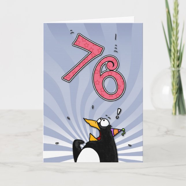 76th Birthday - Penguin Surprise Card (Front)