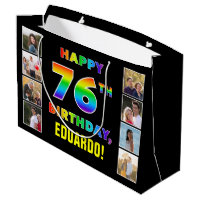 76th Birthday: Rainbow Text, Custom Photos & Name