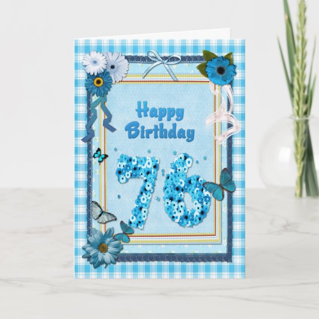 76th  Birthday with a scrapbook effect Card (Front)
