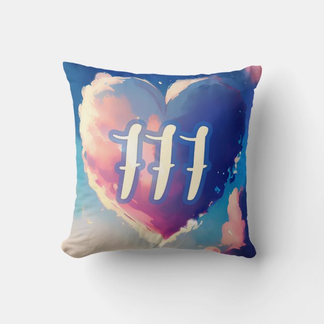 777 Angel Number: A Tapestry of Cosmic Serenity Cushion (Front)
