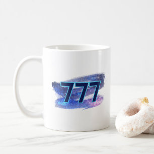 777 Angel Number Dark Blue Sparkle Manifestation Coffee Mug