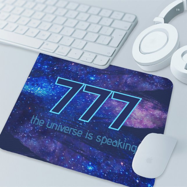 777 Angel Number Dark Blue Sparkle Manifestation Mouse Pad (777 Angel Number Dark Blue Sparkle Manifestation Affirmation office Mouse Pad)
