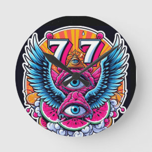 77-luck round clock