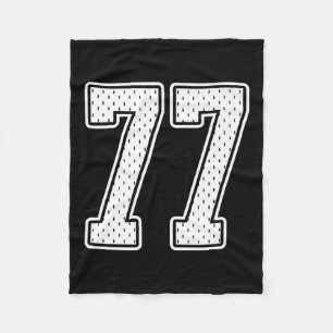 #77 White Vintage Number 77 Sports Fan Jersey Styl Fleece Blanket