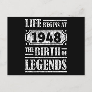 77 Year Old 1948 Birth Of Legend 77th Birthday Postcard