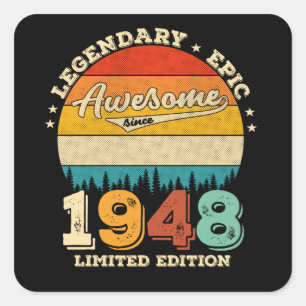 77 Year Old Bday 1948 Awesome 77th Birthday Gift Square Sticker