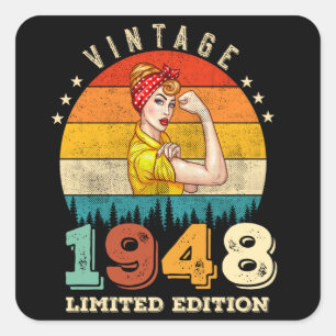 77 Year Old Bday 1948 Vintage 77th Birthday Women Square Sticker