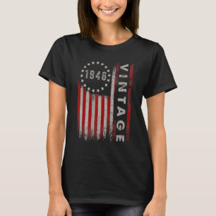 77 Year Old Gifts Vintage 1946 American Flag 77th T-Shirt