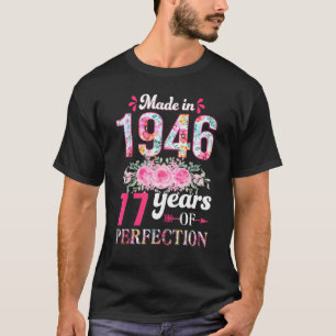 77 Year Old Women Made in 1946 Floral 77th birthda T-Shirt