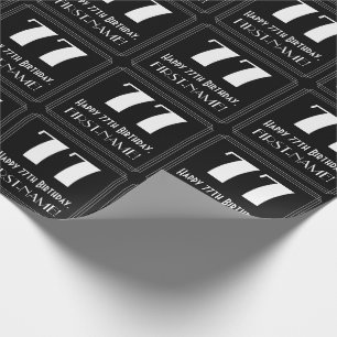 77th Birthday - Art Deco Inspired Look "77", Name Wrapping Paper