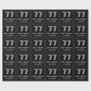77th Birthday: Art Deco Inspired Look "77" w/ Name Wrapping Paper