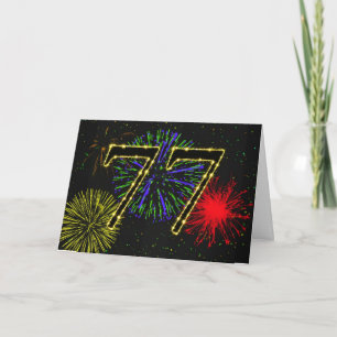 77th Birthday card with fireworks