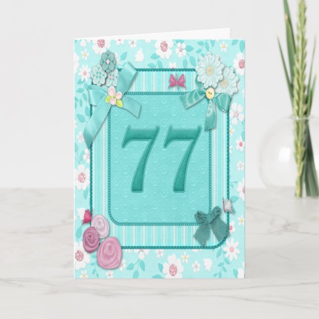 77th birthday card with flowers (Front)